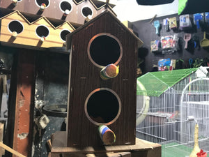 Double-Chamber Wooden Bird House – Ideal for Small Birds