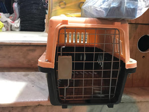Plastic Pet Carrier – Medium Size (Peach & Black)
